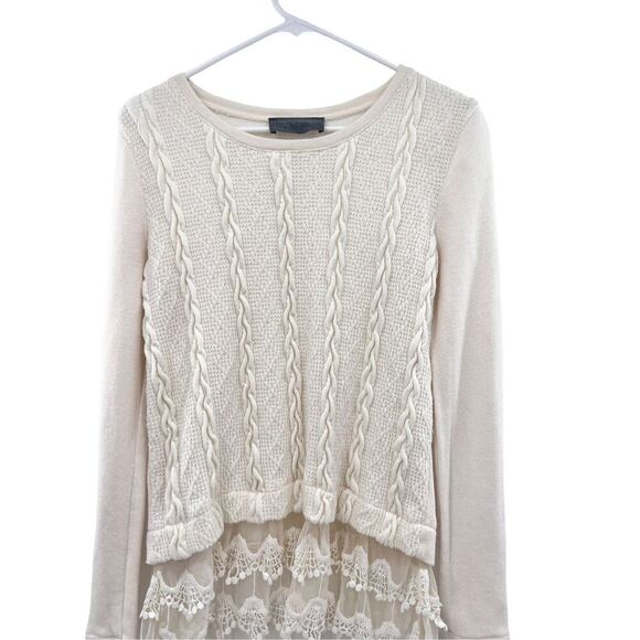 Anthropology Sunday in Brooklyn braided front ruffle lower part of pullover swea - Picture 2 of 16